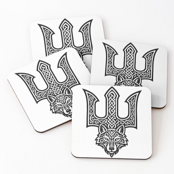 Item preview, Veles symbol with a wolf, Veles' trident, black - Slavic trident, ornament, wolf spirit designed and sold by Myth-LegendArt.