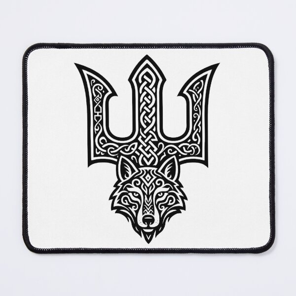 Item preview, Veles symbol with a wolf, Veles' trident, black - Slavic trident, ornament, wolf spirit designed and sold by Myth-LegendArt.
