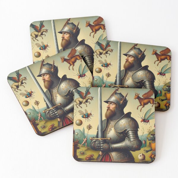 Item preview, Medieval Knight surrounded by mythological creatures portrait art designed and sold by Vintage Designs +.