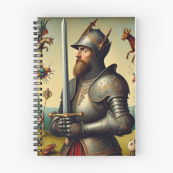 Item preview, Medieval Knight surrounded by mythological creatures portrait art designed and sold by Vintage Designs +.