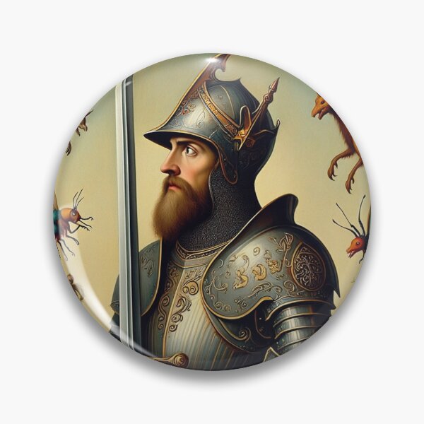 Item preview, Medieval Knight surrounded by mythological creatures portrait art designed and sold by Vintage Designs +.