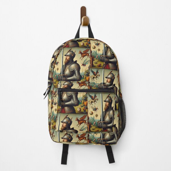 Item preview, Medieval Knight surrounded by mythological creatures portrait art designed and sold by Vintage Designs +.