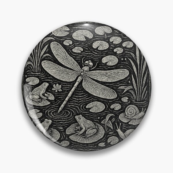 Item preview, Dragonfly Frogs Pond Life Vintage Doodle designed and sold by EdvvinStudios.