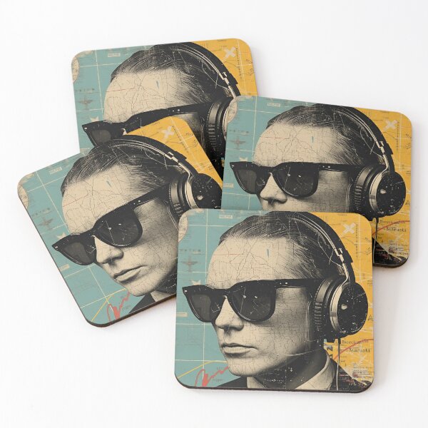 Item preview, Retro Portrait with Headphones – Vintage Collage Style Artwork designed and sold by CuriousCherry.