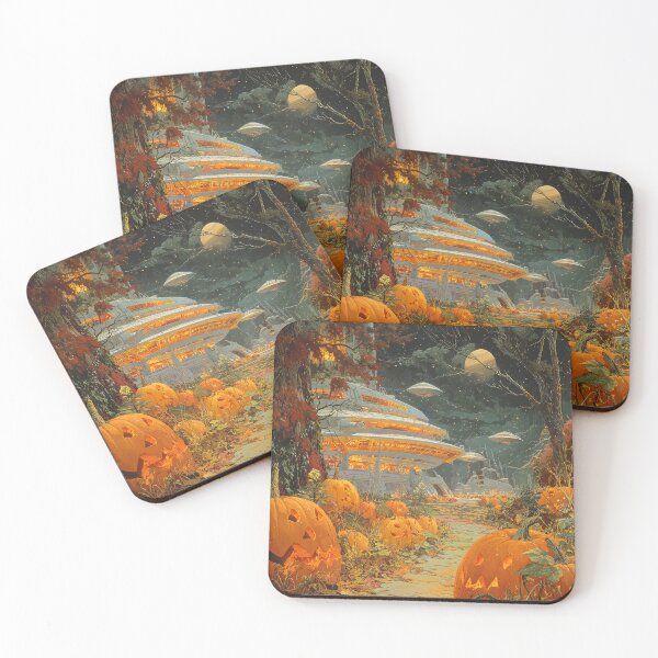 Item preview, Retro Futuristic Halloween | Pumpkins & Robots in a Sci-Fi Autumn Landscape 8 designed and sold by Velvetcosmonova.