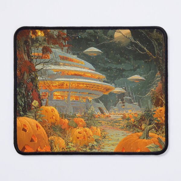 Item preview, Retro Futuristic Halloween | Pumpkins & Robots in a Sci-Fi Autumn Landscape 8 designed and sold by Velvetcosmonova.