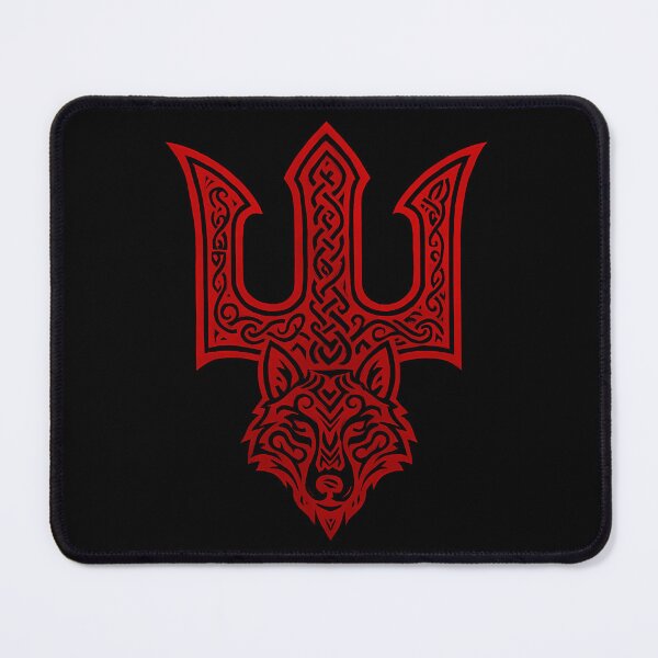 Item preview, Veles symbol with a wolf, Veles' trident, red - Slavic trident, ornament, wolf spirit designed and sold by Myth-LegendArt.