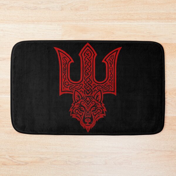 Item preview, Veles symbol with a wolf, Veles' trident, red - Slavic trident, ornament, wolf spirit designed and sold by Myth-LegendArt.