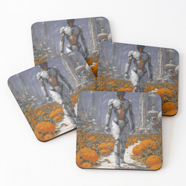 Item preview, Retro Futuristic Halloween | Pumpkins & Robots in a Sci-Fi Autumn Landscape 3 designed and sold by Velvetcosmonova.