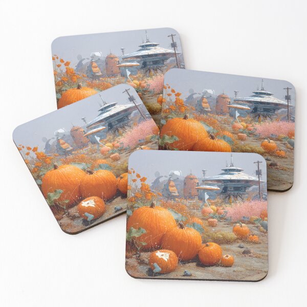 Item preview, Retro Futuristic Halloween | Pumpkins & Robots in a Sci-Fi Autumn Landscape 2 designed and sold by Velvetcosmonova.
