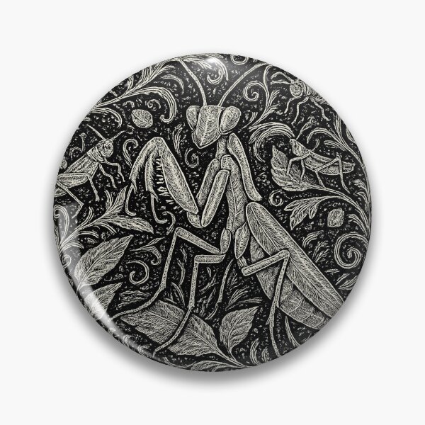 Item preview, Mantis And Crickets Nature Pattern Doodle designed and sold by EdvvinStudios.