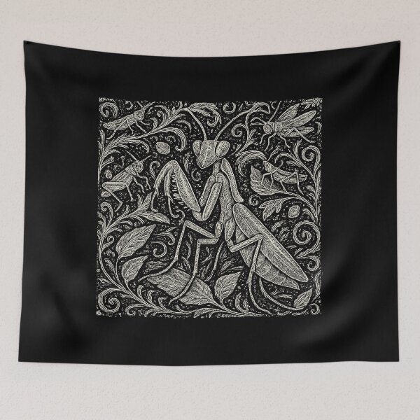 Item preview, Mantis And Crickets Nature Pattern Doodle designed and sold by EdvvinStudios.