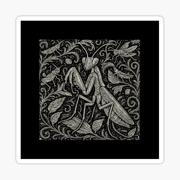 Item preview, Mantis And Crickets Nature Pattern Doodle designed and sold by EdvvinStudios.