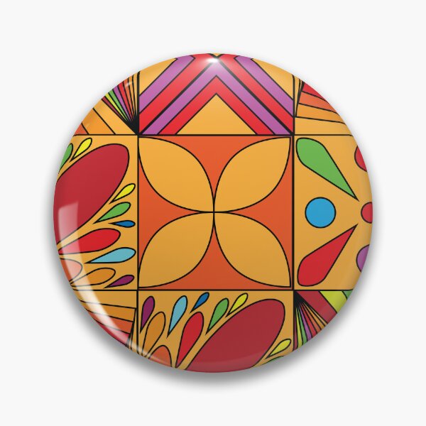 Item preview, Vibrant Psychedelic Geometric Blocks | Rainbow Pop Art Quilt Tile designed and sold by Abaseen.