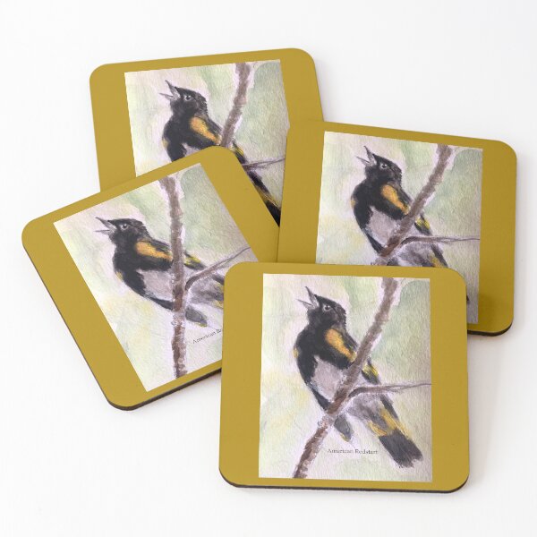 Item preview, Expressive male American Redstart, "the Halloween bird" designed and sold by Birds of Inwood.