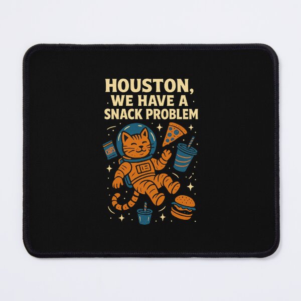 Item preview, Retro Funny Cat Astronaut Illustration – Houston We Have a Snack Problem – Space Cat Cartoon with Pizza, Burger, and Soda designed and sold by C.Kav.Art.