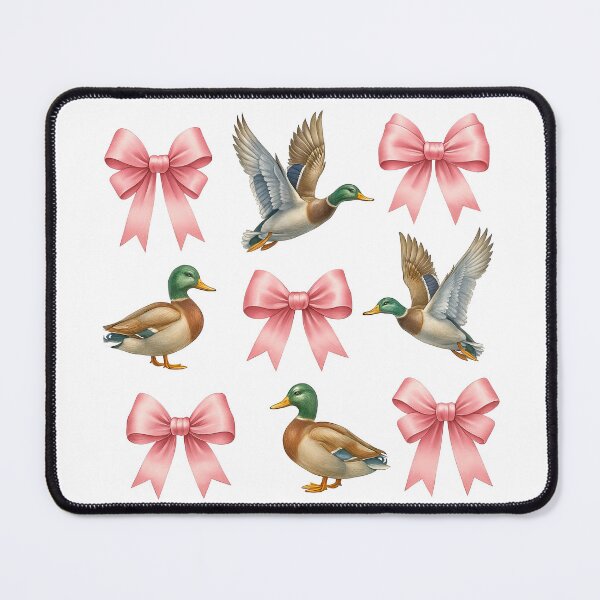 Item preview, Vintage Mallard Ducks with Pink Bows Pattern designed and sold by ArtfulWeave.