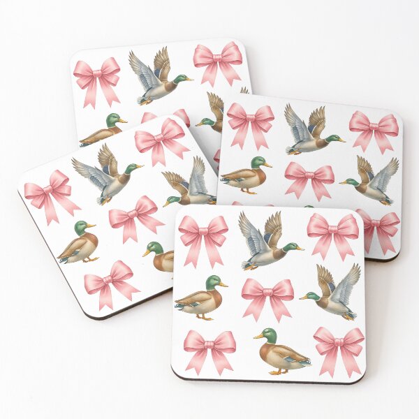 Item preview, Vintage Mallard Ducks with Pink Bows Pattern designed and sold by ArtfulWeave.