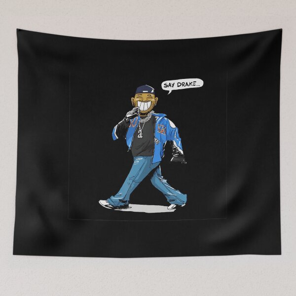 Item preview, Drake Cartoon Rapper Blue Jacket Confident Walk Scene designed and sold by jotaro201.
