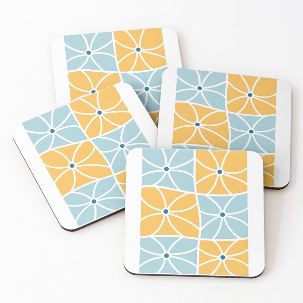 Item preview, Modern Blue and Yellow Geometric Flower Pattern designed and sold by ArtfulWeave.