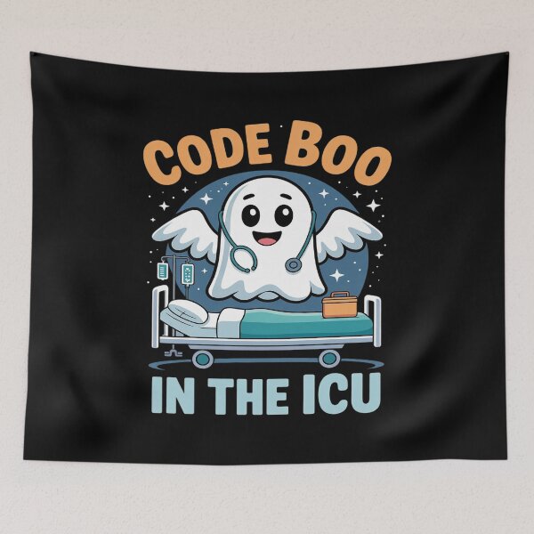 Item preview, Code Boo in the ICU Halloween Design for Intensive Care Unit designed and sold by petrichorsworld.