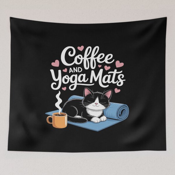 Item preview, Coffee Cats And Yoga Mats - Funny Cats And Yoga Lover designed and sold by petrichorsworld.