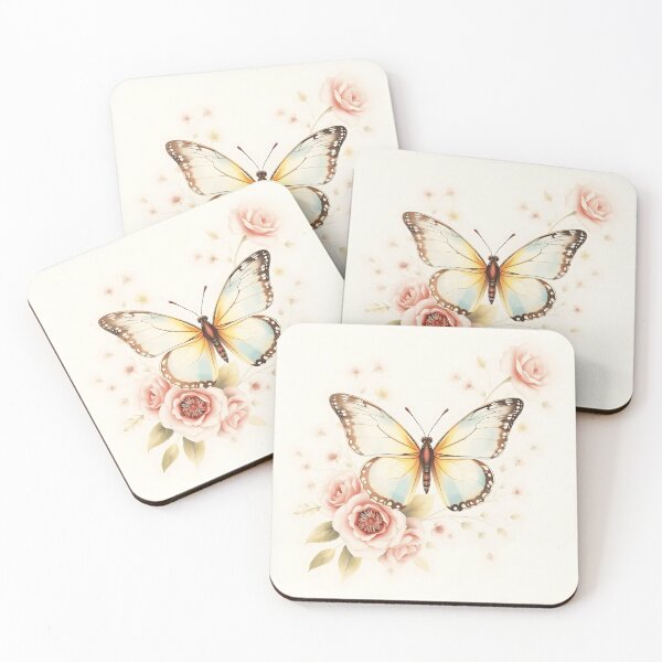 Aperçu de l'œuvre Papillon vintage avec éléments floraux pastel créée et vendue par sharon1210.