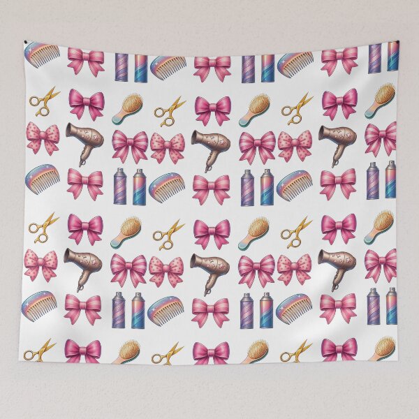 Item preview, Hair Salon Icons with Pink Bows and Tools designed and sold by ArtfulWeave.