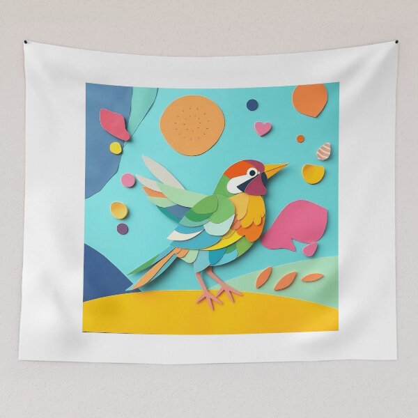 Item preview, Colorful Paper Collage Bird designed and sold by sharon1210.