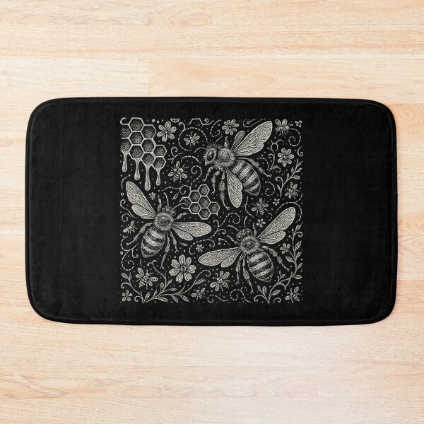 Item preview, Honey Bees Honeycomb Flowers Doodle Pattern designed and sold by EdvvinStudios.