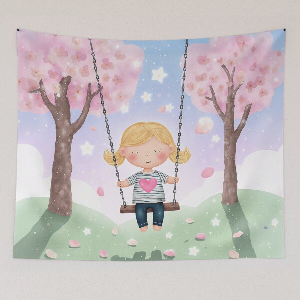 Item preview, Girl on Swing Among Blossoms designed and sold by Whimsical Hug.
