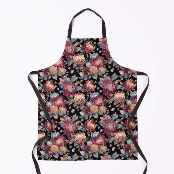 Item preview, Jewel Toned Protea and Chrysanthemum Floral Pattern designed and sold by Anastasiia Yurevych.