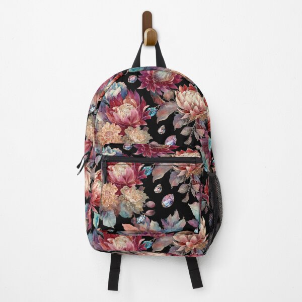 Item preview, Jewel Toned Protea and Chrysanthemum Floral Pattern designed and sold by Anastasiia Yurevych.