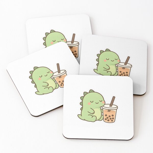 Item preview, Kawaii Dinosaur with Boba Tea Cute Cartoon Illustration designed and sold by OsasChild.