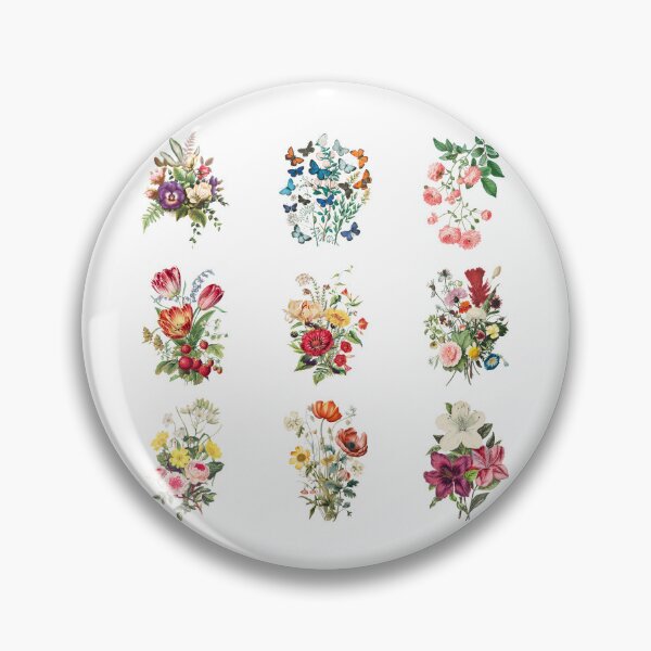 Item preview, Vintage Botanical 3x3 Grid: Flowers and Butterflies  designed and sold by Vision Crafted.