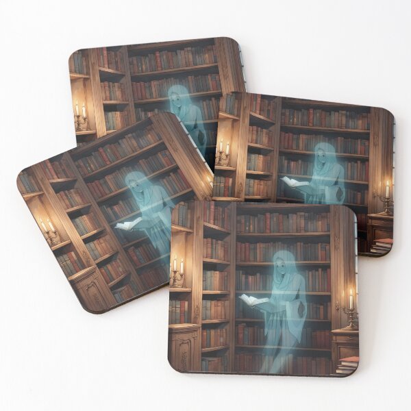 Item preview, Ghost in the Library | Dark Academia Spooky Bookish Art designed and sold by Ombrya.