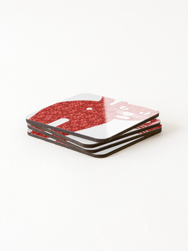 Thumbnail 4 of 5, Coasters (Set of 4), Red Rhinestone Cat designed and sold by TheIconSmith.
