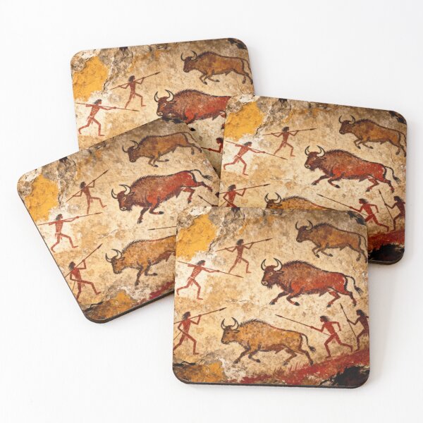 Item preview, Prehistoric Bison Hunt Cave Painting Ancient Rock Art designed and sold by EdgyEdgeArt.