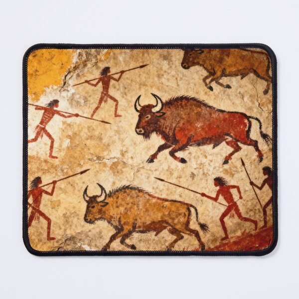 Item preview, Prehistoric Bison Hunt Cave Painting Ancient Rock Art designed and sold by EdgyEdgeArt.