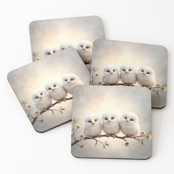 Item preview, 3 Fluffy, Gorgeous, Young Owlets  designed and sold by Huskyyy Designs.