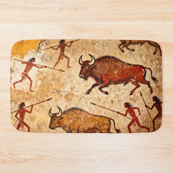 Item preview, Prehistoric Bison Hunt Cave Painting Ancient Rock Art designed and sold by EdgyEdgeArt.