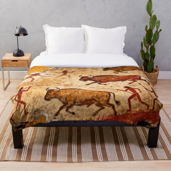 Item preview, Prehistoric Bison Hunt Cave Painting Ancient Rock Art designed and sold by EdgyEdgeArt.