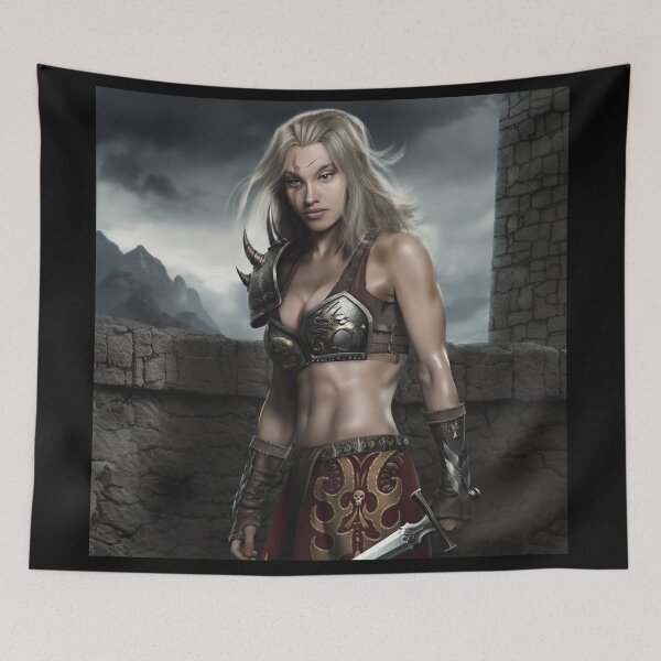 Item preview, Warrior woman painting fantasy art designed and sold by Vintage Designs +.