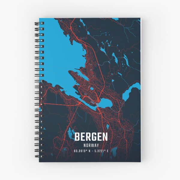 Item preview, Bergen Red & Blue Minimalist Map designed and sold by HomeLivingCo.