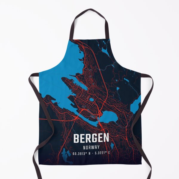 Item preview, Bergen Red & Blue Minimalist Map designed and sold by HomeLivingCo.