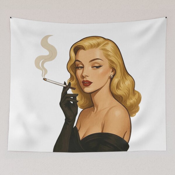 Item preview, Glamorous Vintage Blonde Smoking Retro Art Style Illustration. designed and sold by Spark2Seduction.