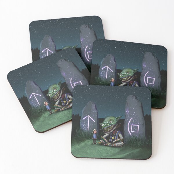 Item preview, The Goblin by the rune stones creepy illustration art designed and sold by Vintage Designs +.