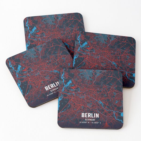 Item preview, Berlin Red & Blue Minimalist Map designed and sold by HomeLivingCo.