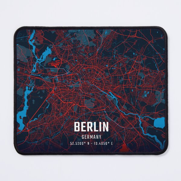 Item preview, Berlin Red & Blue Minimalist Map designed and sold by HomeLivingCo.