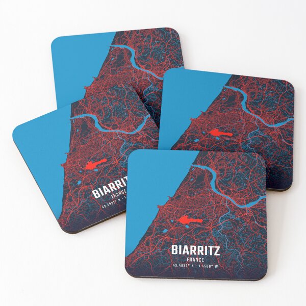 Item preview, Biarritz Red & Blue Minimalist Map designed and sold by HomeLivingCo.